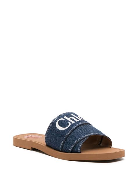 chloe logo sandals|chloe denim sandals.